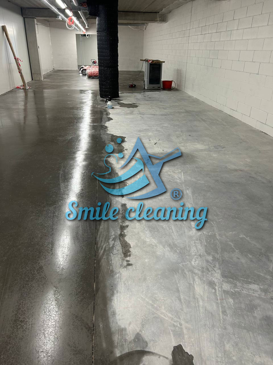 Washing concrete floors