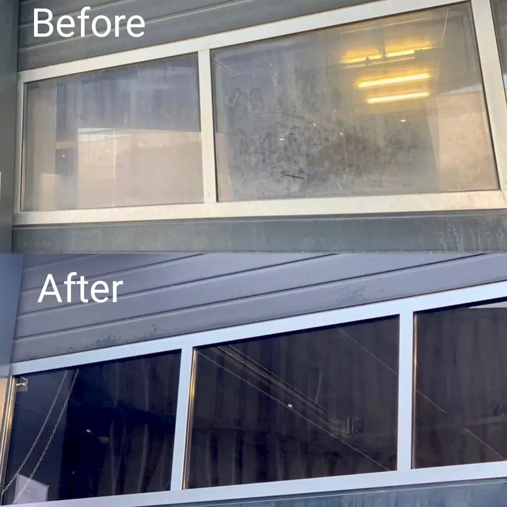Window cleaning before and after