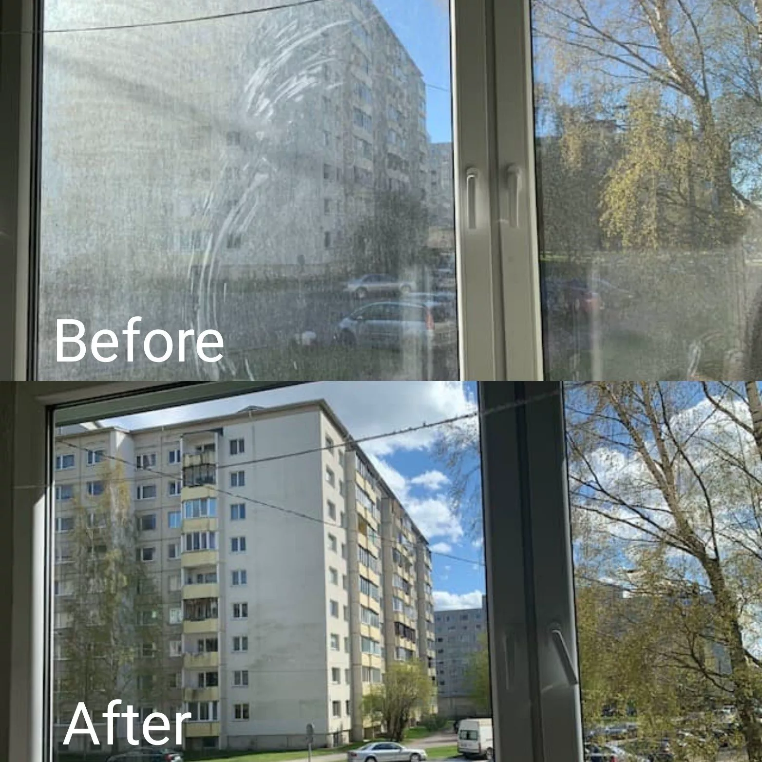 Apartment window cleaning before and after